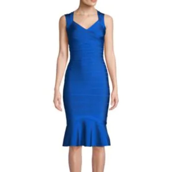herve leger blue bandage dress